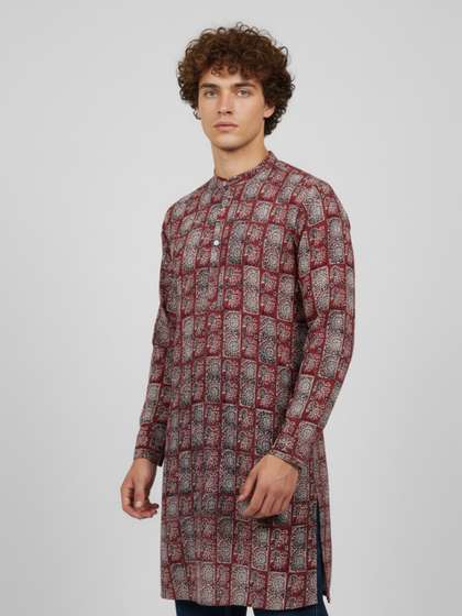 Anouk Rustic
                          Ethnic Motifs Printed Band Collar Straight
                          Kurta