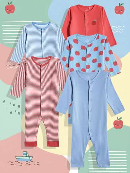 mothercare Infant Boys
                      Pack Of 5 Pure Cotton Rompers