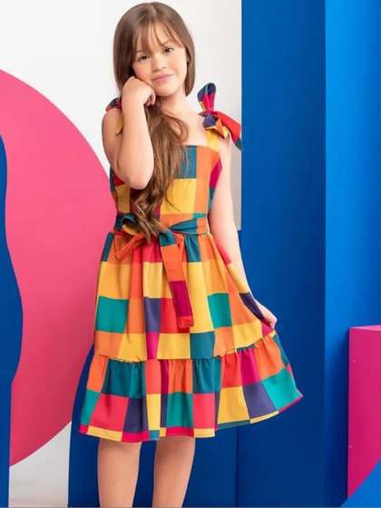 Sangria Girls Checked
                    Tired Strappy Dress