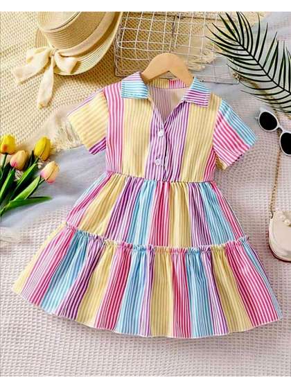 Sangria Girls Striped
                      Cotton Dress