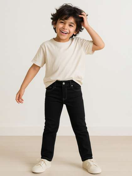 TALES & STORIES Boys
                    Black Slim Fit Clean Look Stretchable Denim Jeans