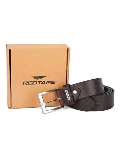 Red Tape Men Textured
                      Leather Belt