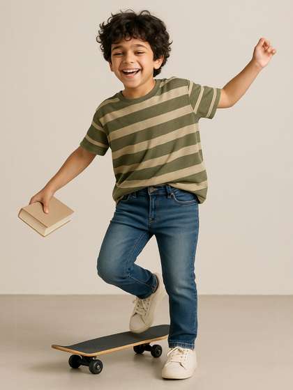 TALES & STORIES Boys
                    Blue Slim Fit Mid-Rise Clean Look Denim Jeans
