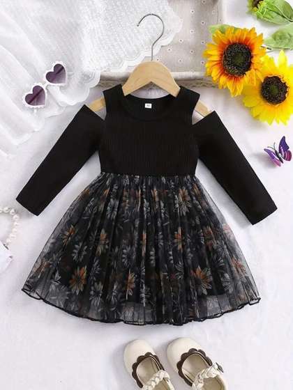 Sangria Girls Floral
                    Printed Cotton Fit & Flare Knee Length Dress