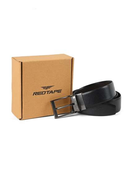 Red Tape Men Textured
                    Leather Reversible Belt