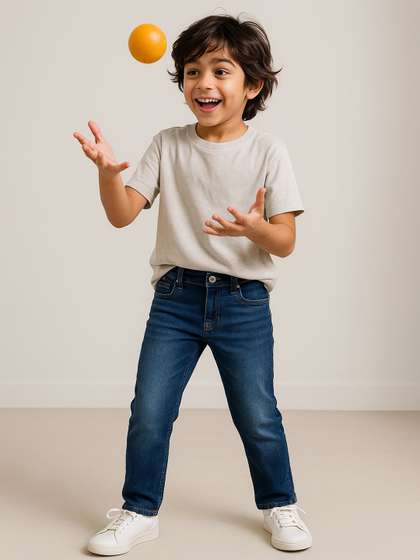 TALES & STORIES Boys
                    Blue Mid-Rise Slim Fit Stretchable Light Faded Denim
                    Jeans
