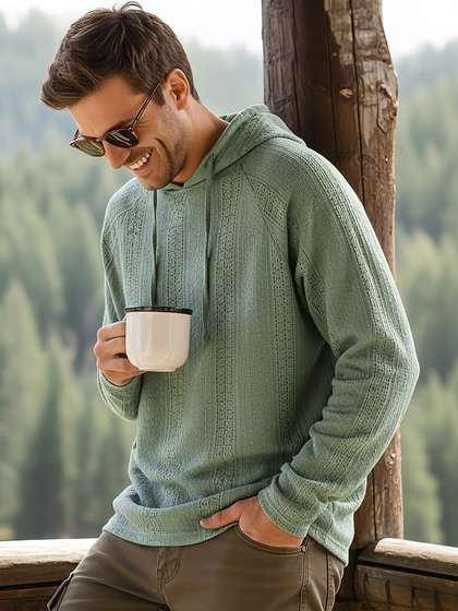 Bewakoof Men Sage
                        Green Textured Lace Hoodies