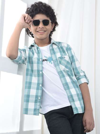 Crimsoune Club Boys
                        Slim Fit Checked Casual Shirt