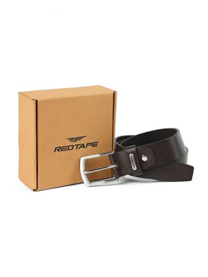 Red Tape Men Textured
                    Push Pin Closure Leather Casual Belt