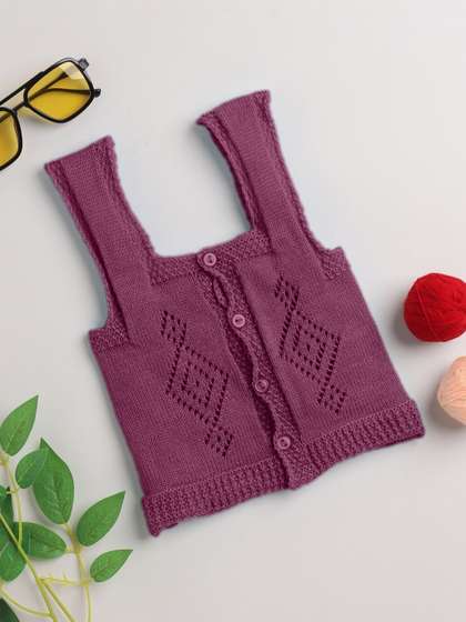 Little Angels Girls
                    Woollen Square Neck Sleeveles Sweater Vest