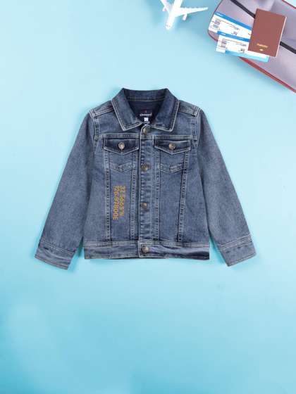 KiddoPanti Boys
                    Typography Denim Jacket with Embroidered
