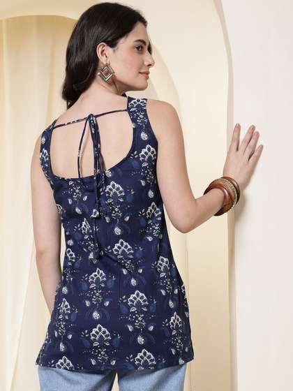 Anouk Rustic Ethnic
                        Motifs Printed Square Neck Pure Cotton Kurti