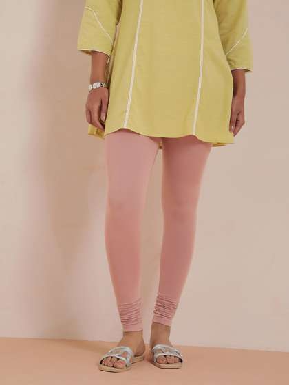 TWIN BIRDS Women
                          Pink Solid Churidar-Length Leggings