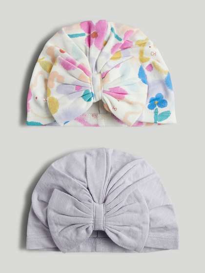 mothercare Infant Girls
                    Pack Of 2 Printed Bow Knot Cap