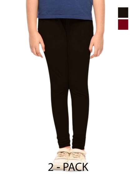 YK Girls Pack Of 2
                    Cotton Churidar Length Leggings