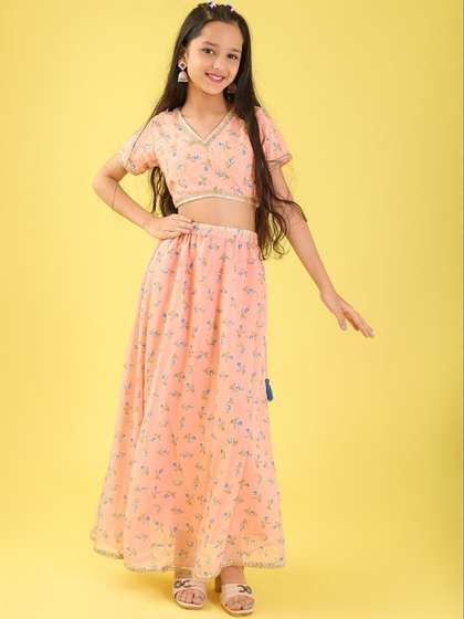 Sangria Girls Floral
                    Printed Flared Lehenga Choli