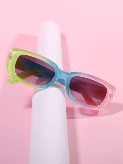 DukieKooky Unisex Kids
                      Black Lens & Blue Rectangle Sunglasses with