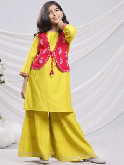 Sangria Round Neck
                      Kurta & Sharara With Jacket