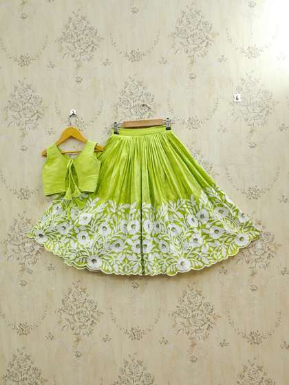 Sangria Girls
                      Embroidered V-Neck Flared Lehenga Choli