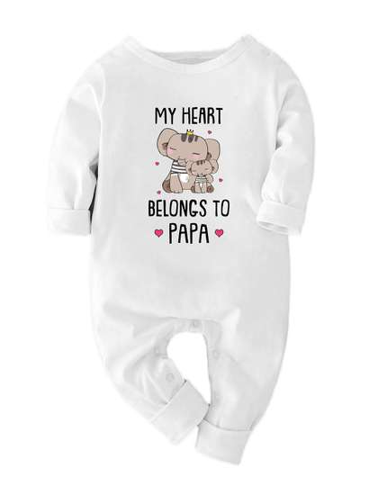Zeezeezoo Kids My
                      Heart Belongs To Papa Printed Cotton Bodysuit
