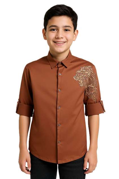 CHARCHIT Boys
                    Embroidered Regular Fit Shirt