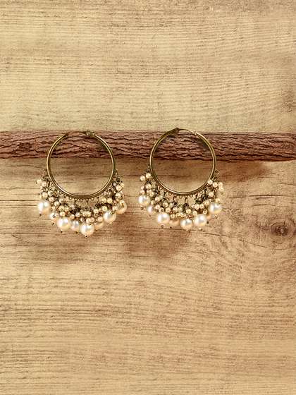 Fida White
                          Gold-Plated Antique Circular Hoop Earrings