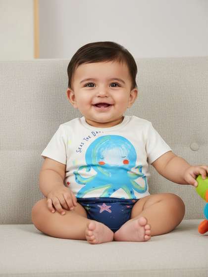 Bontots Infant Boys
                    Printed Organic Cotton Bodysuit