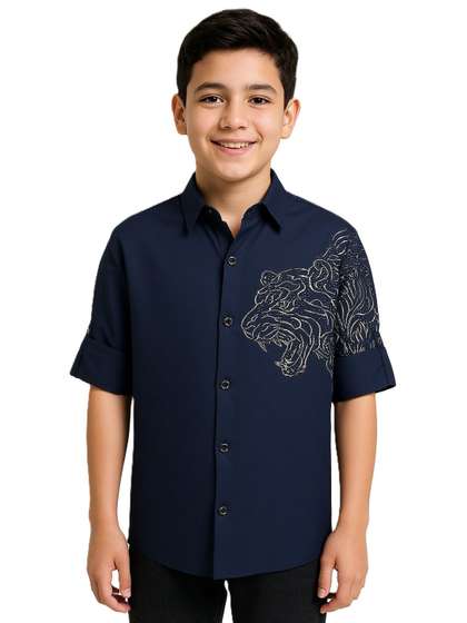 CHARCHIT Boys Comfort
                    Fit Graphic Printed Spread Collar Cotton Casual
                    Shirt