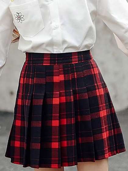 Xsole Girls Checked Skirt