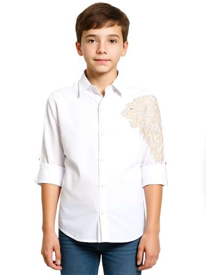 CHARCHIT Boys
                    Embroidered Regular Fit Shirt