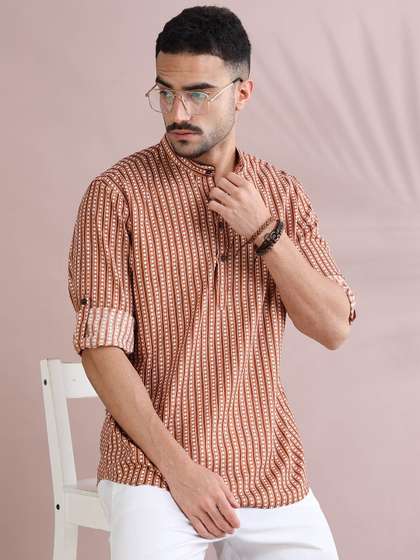 FILORI STUDIO Men
                        Striped Daily Pure Cotton Straight Kurta