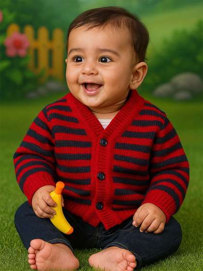 Little Angels Woollen
                    Striped Baby Cardigan Sweater