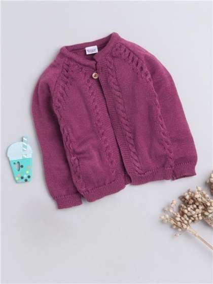 Little Angels Woollen
                    Baby Cardigan Sweater With Single Wooden Button