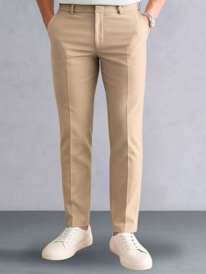 Zee Gold Men
                          Relaxed Slim Fit Low-Rise Formal Trousers