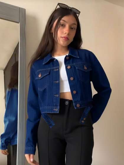 SASSAFRAS Women Crop
                        Denim Jacket with Embroidered