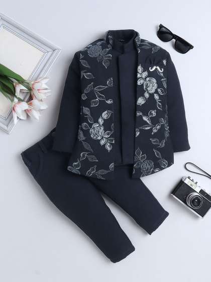 FOURFOLDS Boys
                        Embroidered Sherwani With Shrug