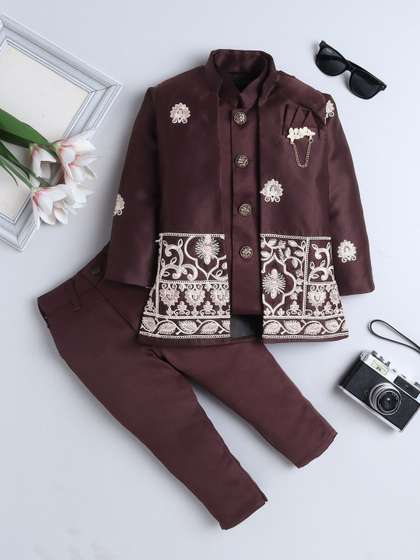 FOURFOLDS Boys
                        Embroidered Sherwani & Trouser