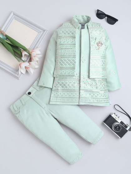 FOURFOLDS Boys
                        Embroidered Sherwani & Trouser