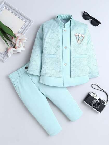 FOURFOLDS Boys
                        Embroidered Sherwani Set & Trouser