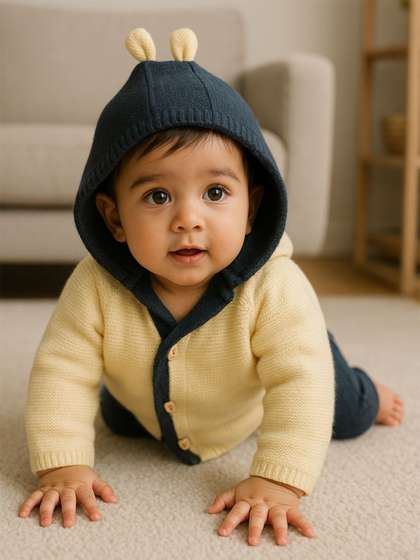Little Angels Woollen
                    Baby Hoodie Sweater