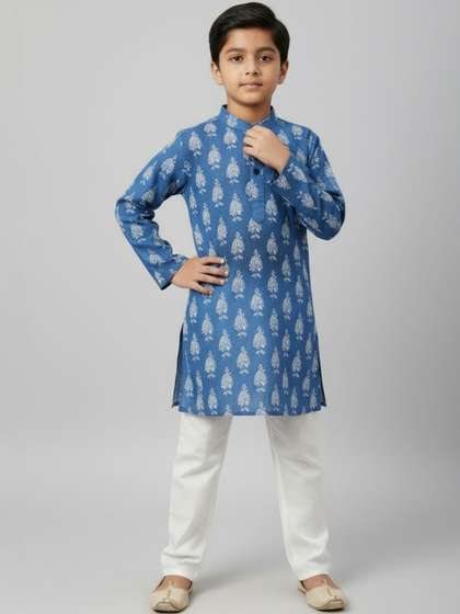 Sangria Boys Printed
                    Mandarin Collar Straight Kurta Set