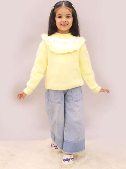 LITTLE GINNIE Girls
                    Woollen Pullover with Fuzzy Detail