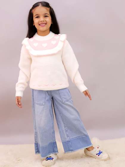 LITTLE GINNIE Girls
                    Printed Woollen Pullover