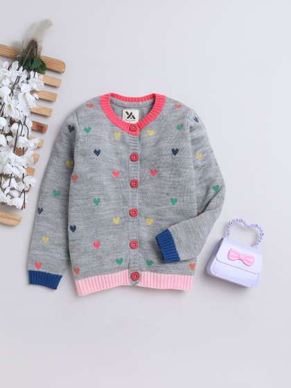 Yellow Apple Girls
                      Embroidered Cardigan