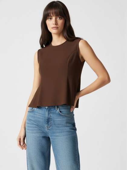 glitchez Solid
                          Sleeveless Peplum Top