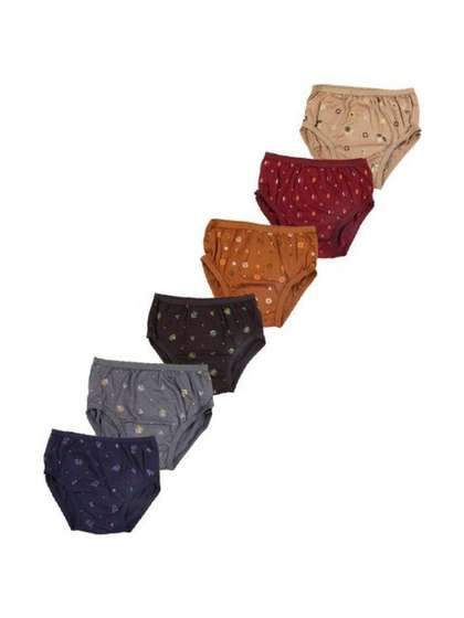 VIRUKSHAM Infant Girls
                    Pack of 6 Printed Cotton Mid-Rise Hipster Briefs