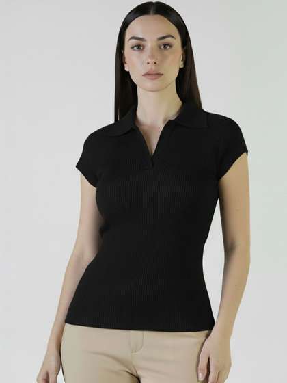 Plus Size Women Polo
                        Collar T-shirt