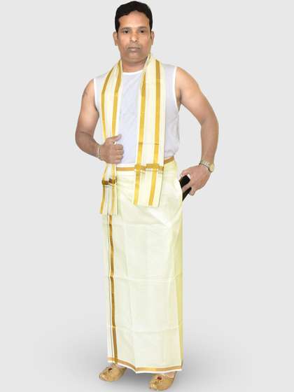 TUNI MANI Men
                          Cotton Welcro Pocket Dhoti & Towel