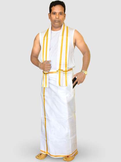 TUNI MANI Men
                          Cotton Welcro Pocket Dhoti & Towel
