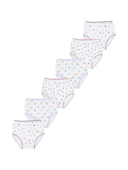 VIRUKSHAM Infant Girls
                    Pack of 6 Printed Cotton Mid-Rise Hipster Briefs